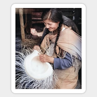 Colorized Vintage photo of Ecuador Weaver Sticker